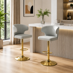 Modern Rotating Adjustable Bar Chair Set with 360° Swivel - Grey