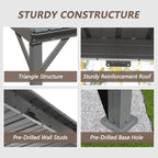 8' x 10' Lean To Gazebo with Upgraded Drainage System - Gray