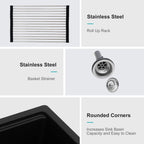 Granite Composite Workstation Undermount Kitchen Sink - Black or White