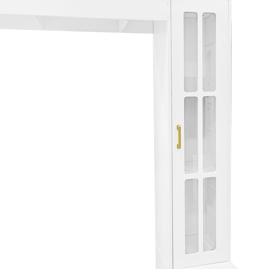 Wall Unit Entertainment Center with Glass Doors - White or Black