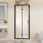 Framed Bi-fold Pivot Shower Door with Tempered Glass - Clear