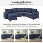Convertible U-Shaped Sectional Sofa Bed with USB Ports and Storage – Black, Dark Gray, Blue