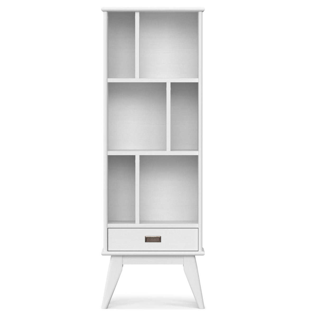 Mid Century Wide Bookcase with Storage Drawers - Multiple Colors