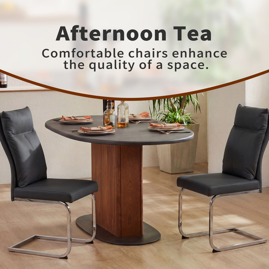 Modern Dining Chair Set with Soft Cushion Backrest - Black or White