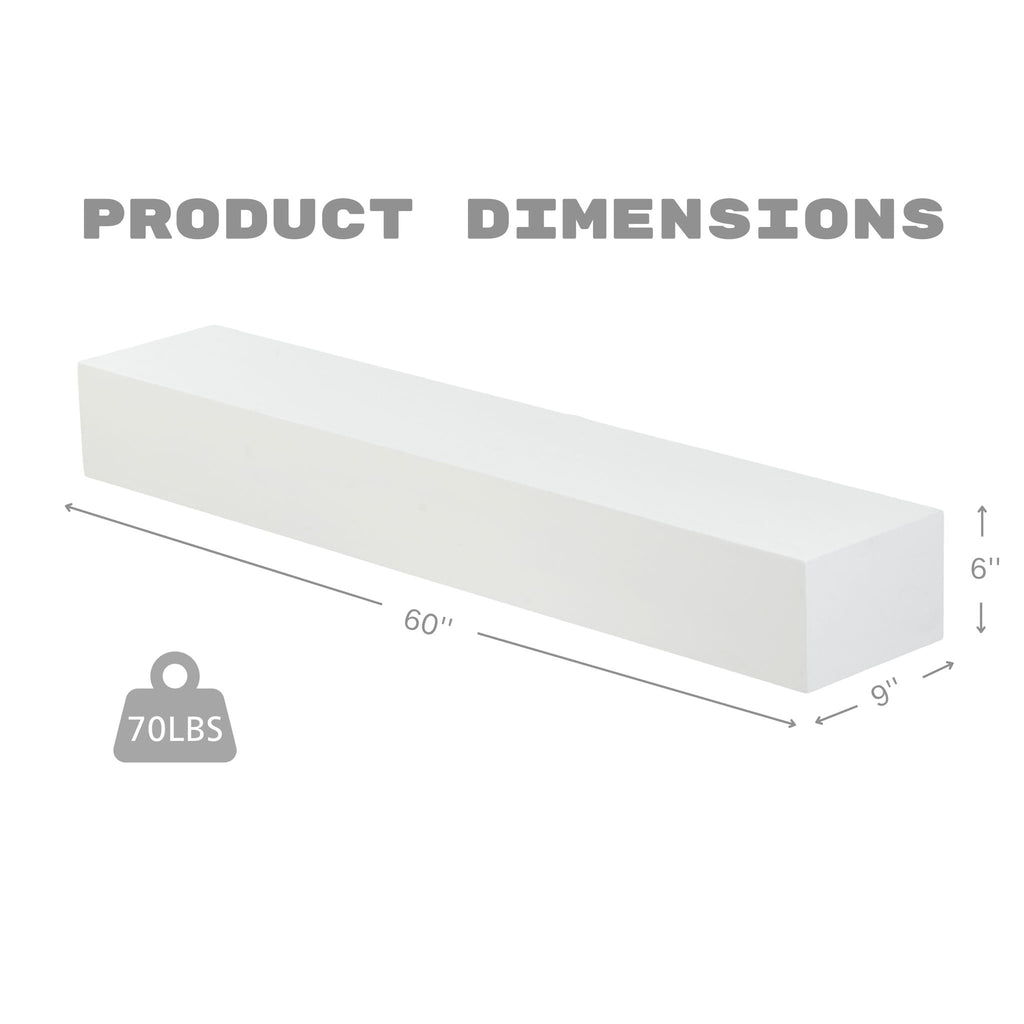 Floating Fireplace Mantel Shelf with Invisible Wall Mount - Multiple Colors