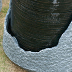 Broken Urn Water Fountain with Integrated Light - Dark Gray