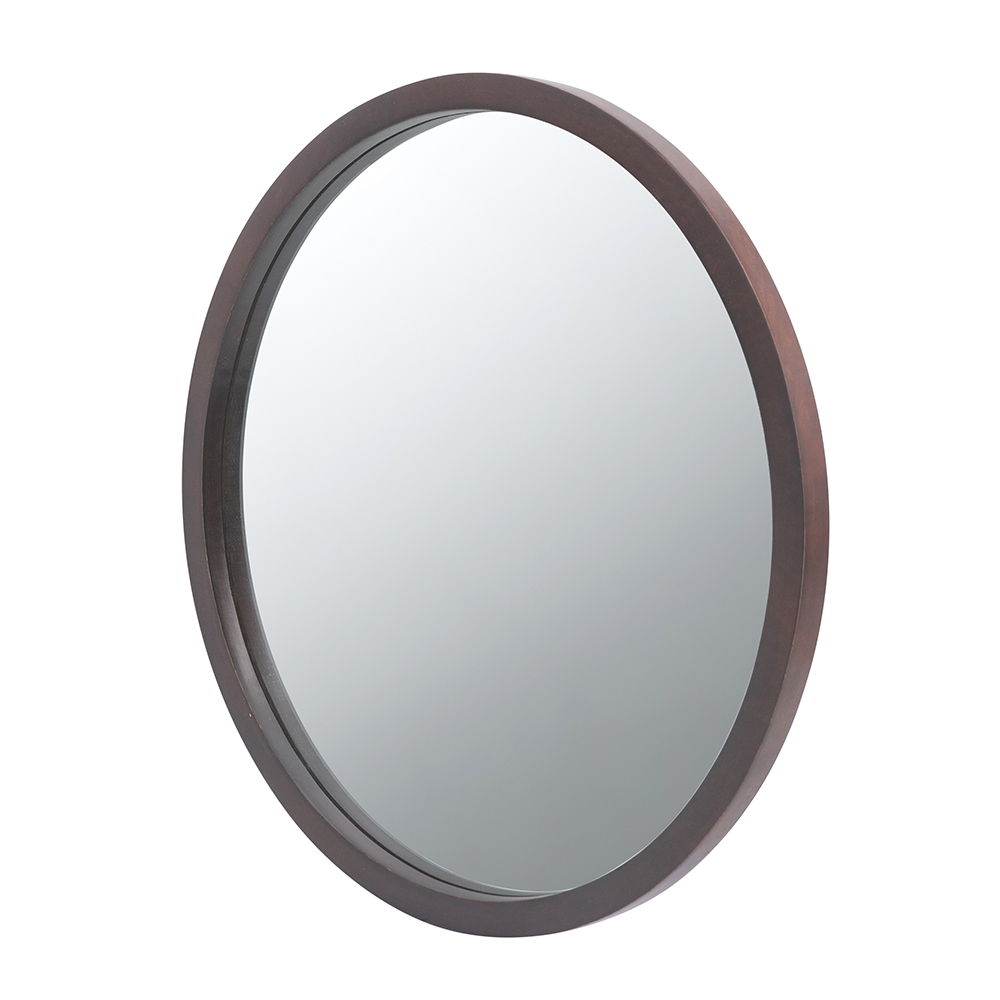 Circle Wall Mirror with Wooden Frame - Black, Light Brown, Dark Brown