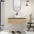 36'' Wall Mounted Bathroom Vanity with Resin Sink - Light Coffee