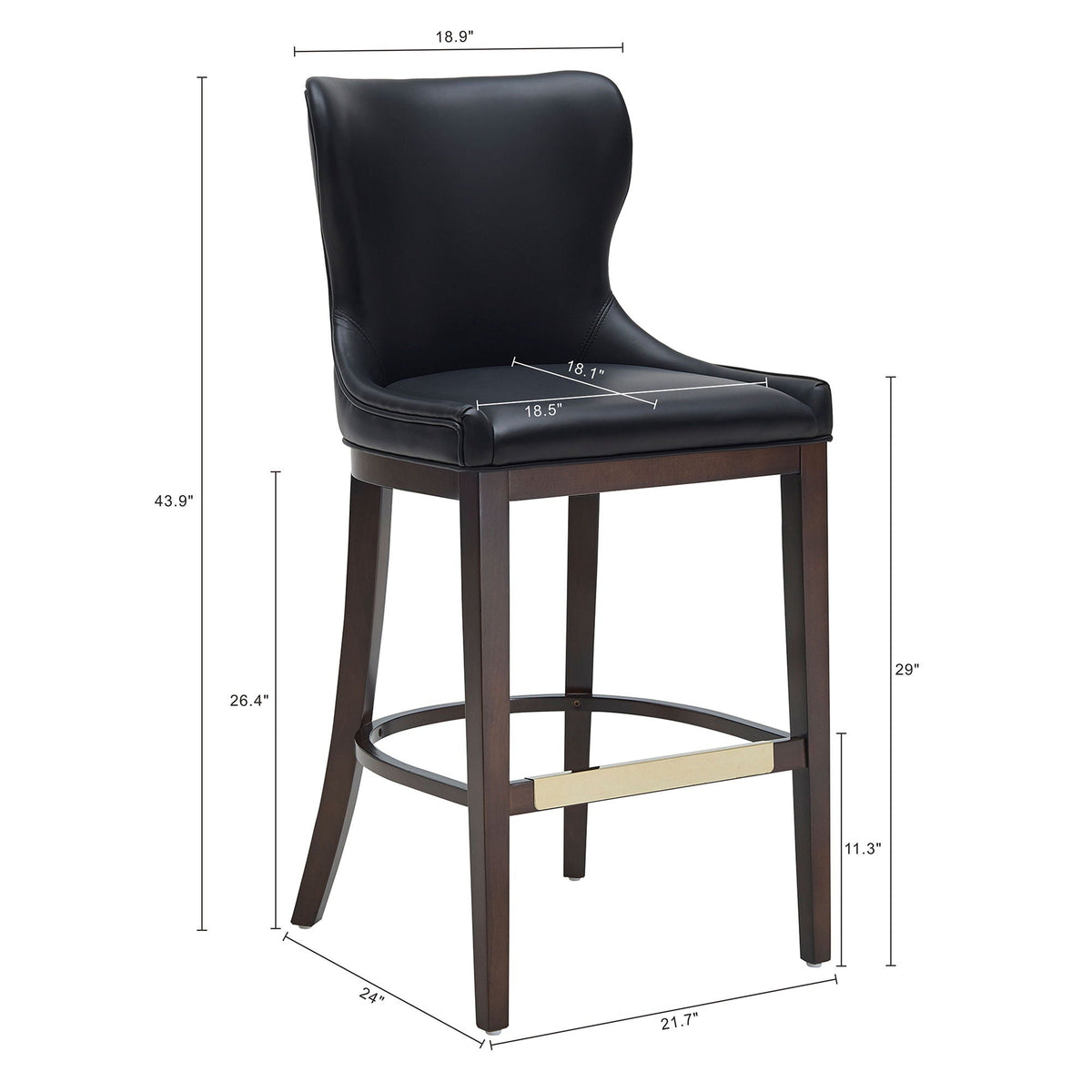 Bar Height Barstool with Backrest - White, Gray, Black