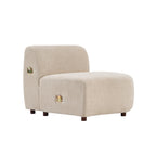 Curved Boucle Sectional Sofa Set with Solid Hardwood Frame - White