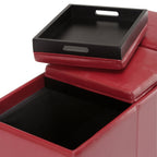 Avalon Upholstered Storage Ottoman with Flip-Over Serving Trays - Multiple Colors