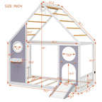 Twin House Bed with Slide and Light Strip