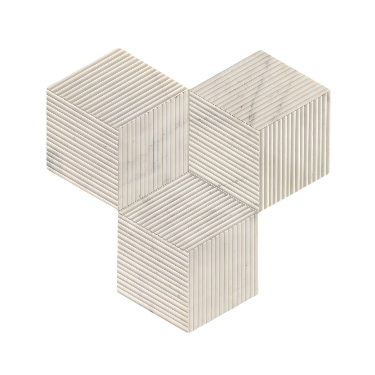 Hexagon Natural Stone Marble Decorative Tile Set with 3D Fluted Texture - Gray or White