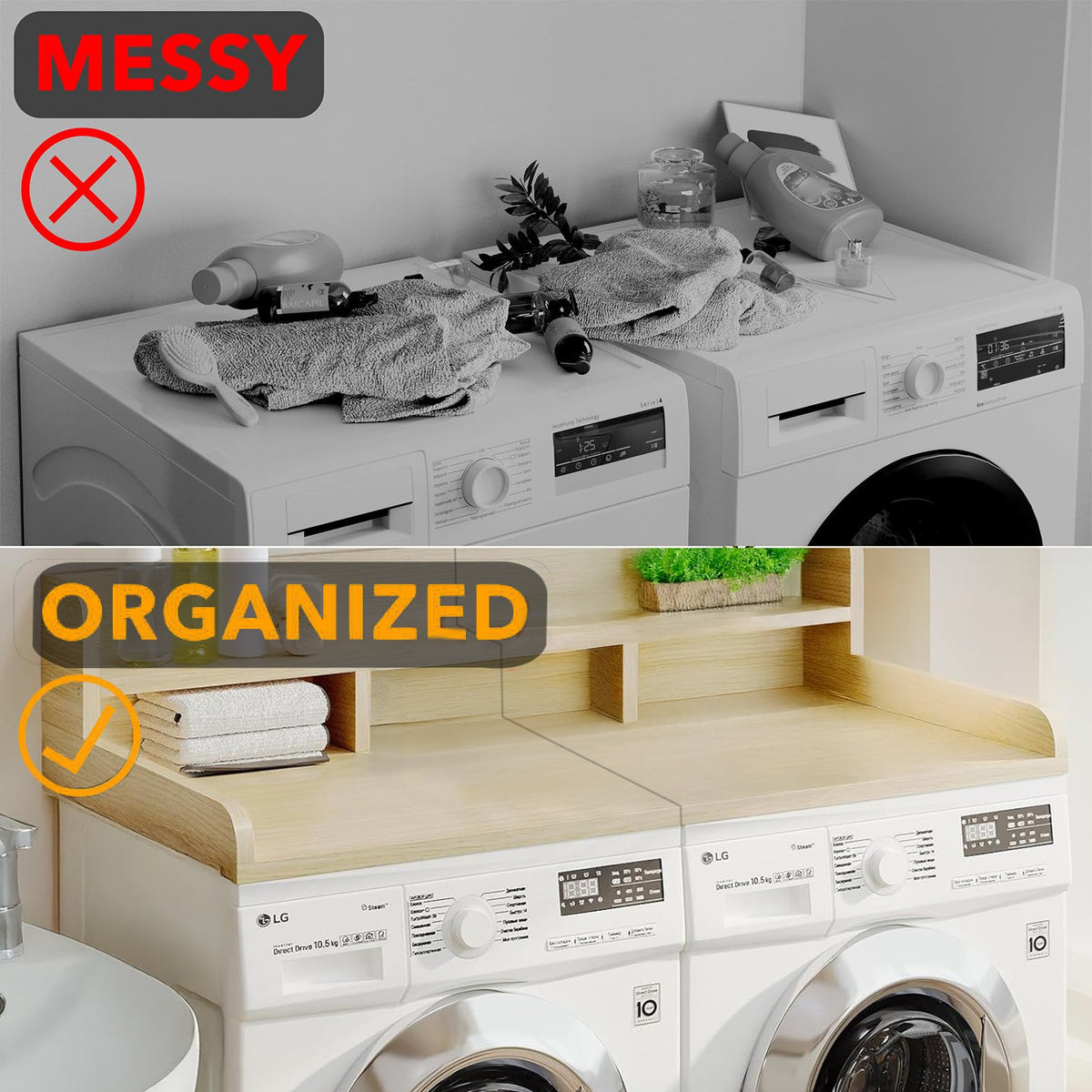 Washer Dryer Countertop with Non-slip Pads - Oak