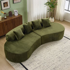 Modern Curved Sofa With Pillows - Fabric Stationary Sofa