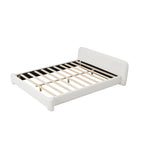 Cozy Upholstered Bed with Minimalist Frame - White Boucle