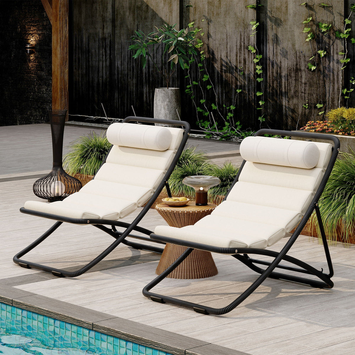Outdoor Folding Chair Set with Adjustable Backrest – Black or Yellow
