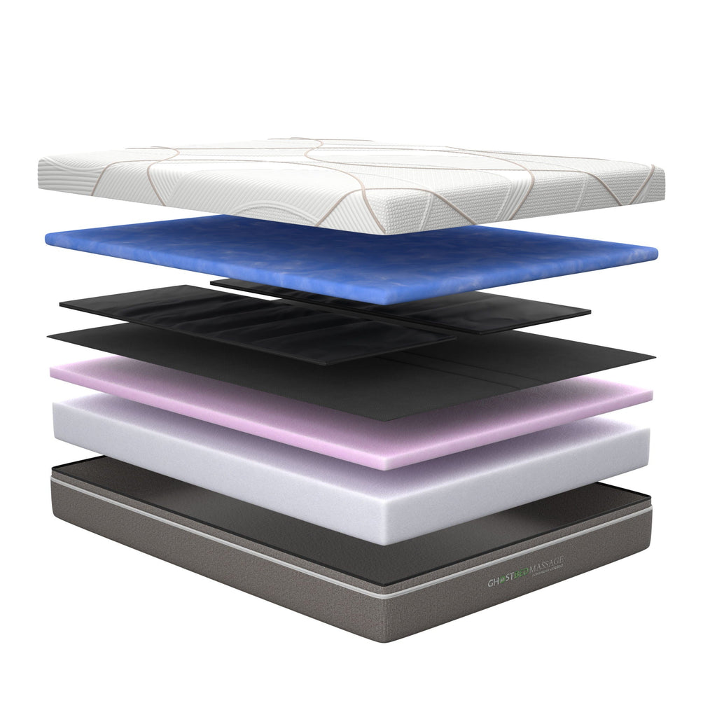 12" Profile Massage Mattress Hybrid with Pneumatic Air Cell Technology - White