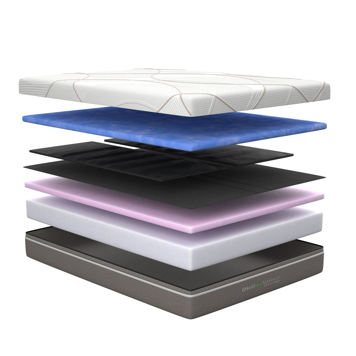 12" Profile Massage Mattress Hybrid with Pneumatic Air Cell Technology - White