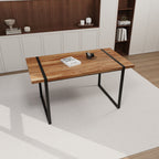 Rectangular Wood Dining Table with Metal Legs - 4 to 6 Person Capacity