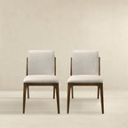 Elegant Dining Chair Set with Upholstered Fabric - Light Brown or Beige