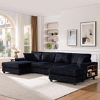U-Shaped Convertible Sofa, 4 Seater Sectional with Storage Armrests - Multiple Colors