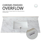 Elegant Sintered Stone Bathroom Vanity Top with Rectangular Undermount Ceramic Sink - White