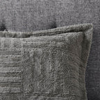 Grey Fur Down Alternative Comforter Mini Set with Checkerboard Texture - Grey