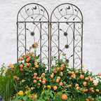 Rustproof Metal Garden Trellis Set with Reliable Plant Support - Brown