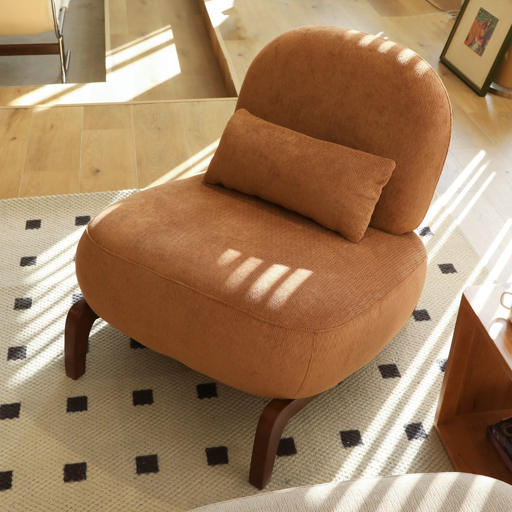 Cute Accent Chair with Solid Wood Legs - Fabric