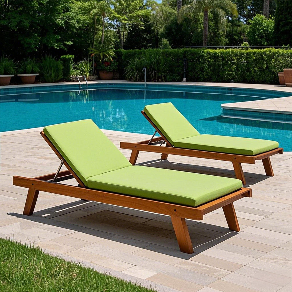 2 Piece Outdoor Chaise Lounge Chair Cushion Set With Pillow