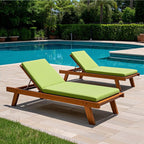 2 Piece Outdoor Chaise Lounge Chair Cushion Set With Pillow