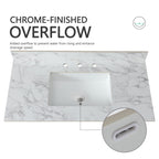 Elegant Sintered Stone Bathroom Vanity Top with Rectangular Undermount Ceramic Sink - White