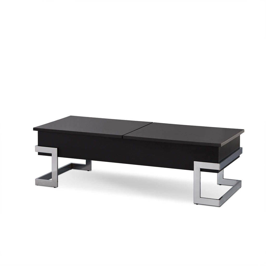 High Gloss Coffee Table with Lift Top and Hidden Storage - Black or White