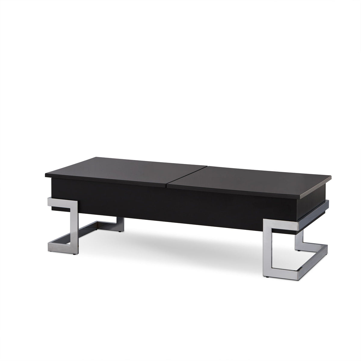 High Gloss Coffee Table with Lift Top and Hidden Storage - Black or White