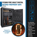 Tall Fireproof Protection Safe Vault with Solid Steel Construction - Black