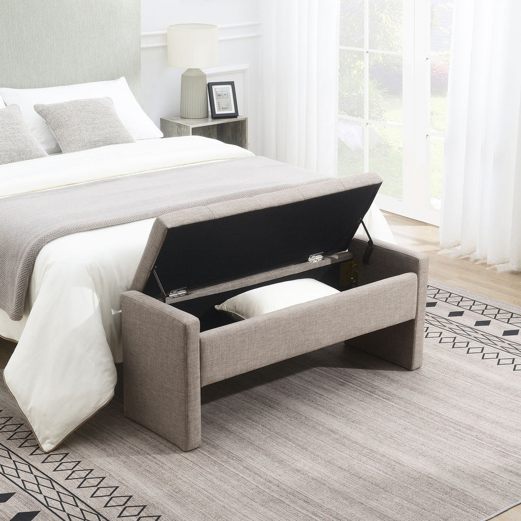 Modern Upholstered Large Bed End Bench with Hidden Storage - Multiple Colors