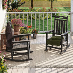 Grey Outdoor Rocking Chair Set of 2 with Oversized HDPE Frame - For Adults