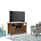 Tall TV Media Stand with Adjustable Storage - Rustic Natural Aged Brown