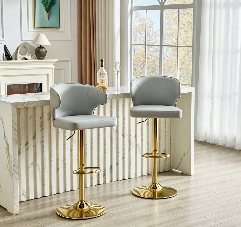 Modern Rotating Adjustable Bar Chair Set with 360° Swivel - Grey