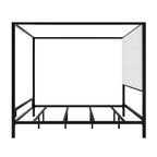 Canopy Bed With Tall Upholstered Headboard - 4 Poster Frame - Gold or Black