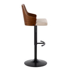 Mid Century Modern Adjustable Barstool Set with Swivel - Pearl Silver or Black