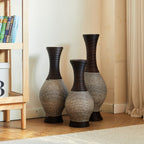 Tall Designer Floor Vase with Elegant 2 Tone - White or Dark Brown