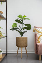 35" Artificial Fiddle-Leaf Fig Potted Plant with Realistic Green Leaves - Green