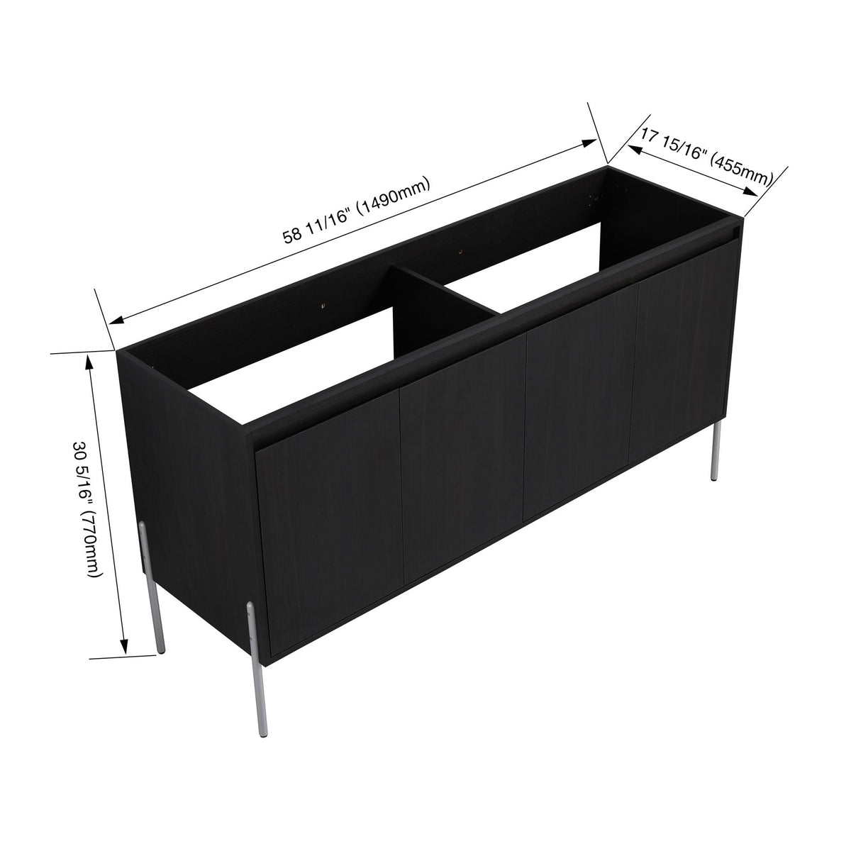 Freestanding Bathroom Vanity with Soft Close Cabinet Doors - Light or Dark Brown