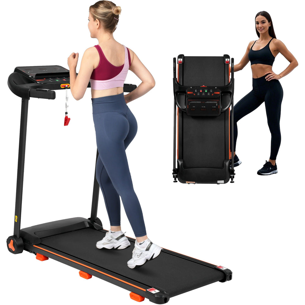 2.5Hp Quiet Folding Treadmill with Heart Rate Sensor - Black