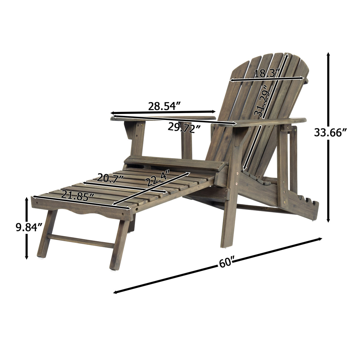 Malibu Adirondack Chair with Foldable Design - Acacia Wood