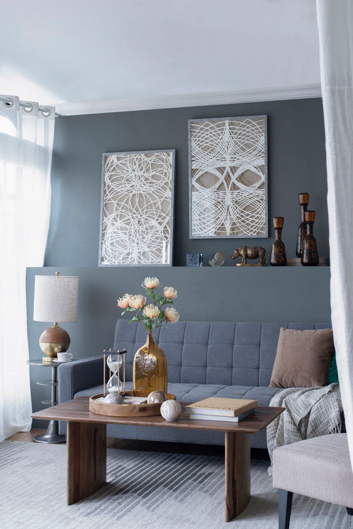 Leaf Shadow Box Wall Decor Set with Intricate Paper Design - White / Gray
