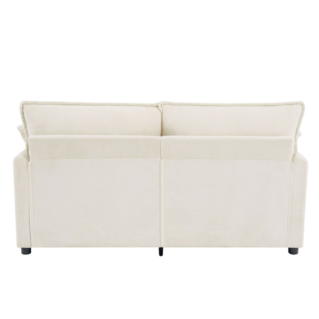 Modern Loveseat Sofa with Side Storage Pockets - Green, Beige, or Dark Gray