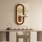Adjustable LED Sandstone Wall Decor with 3D Art, Glass Vase & Rabbit Statue - Light Coffee